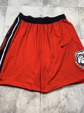 Nike Georgia Bulldogs Basketball Shorts Men's 2XL Red Zip Pockets Y2K